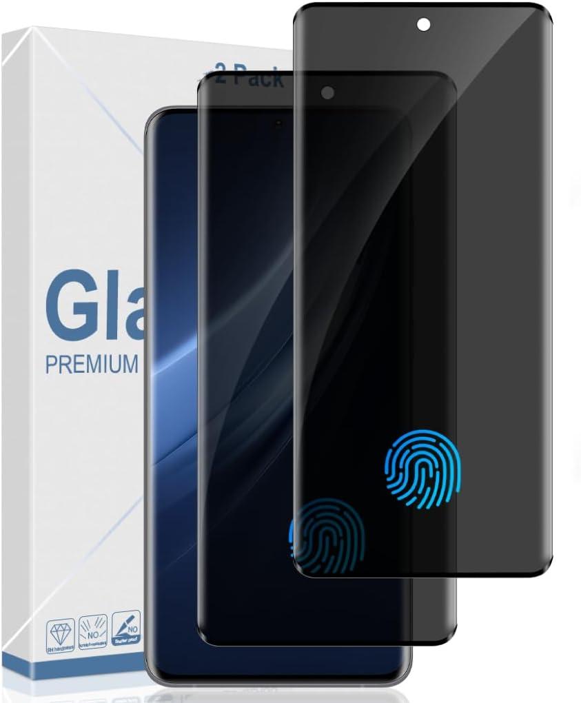 [2 Pack] Galaxy S21 Ultra Privacy Screen Protector, 9H Tempered Glass, Ultrasonic Fingerprint Support, 3D Curved,Anti-Spy Film Anti-Fingerprint for Galaxy S21 Ultra 5G Screen Protector (6.8 Inch)