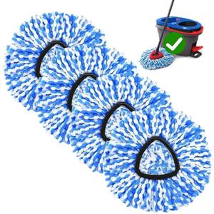 4-Pack Spin Mop Replacement Head for O-Ceda RinseClean Spin Mop Refill 2-Tank System Microfiber Deep Cleaning Machine Washable and Easy-to-Replace (Blue)