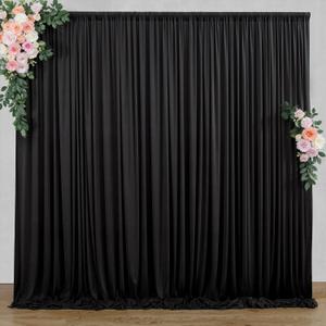 10 ft x 8 ft Wrinkle Free Black Backdrop Curtain for Parties, Polyester Black Photo Backdrop Drapes for Graduation Birthday Wedding Party Stage Curtains, Background Curtains for Backdrop Stand