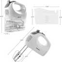 OVENTE 5-Speed Electric Hand Mixer with Stainless Steel Mixing Whisk, Snap-On Storage Case, Portable & Lightweight 150W Motor, Compact Handheld Mixer for Baking, Blending or Cooking, White HM151W