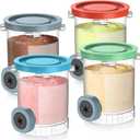 QVN 4 Pack for Ninja Swirl Pints, Creami Containers Compatible with NC700 Series Swirl Creami Maker & Soft Serve Ice Cream Maker - Dishwasher Safe & Freeze Safe