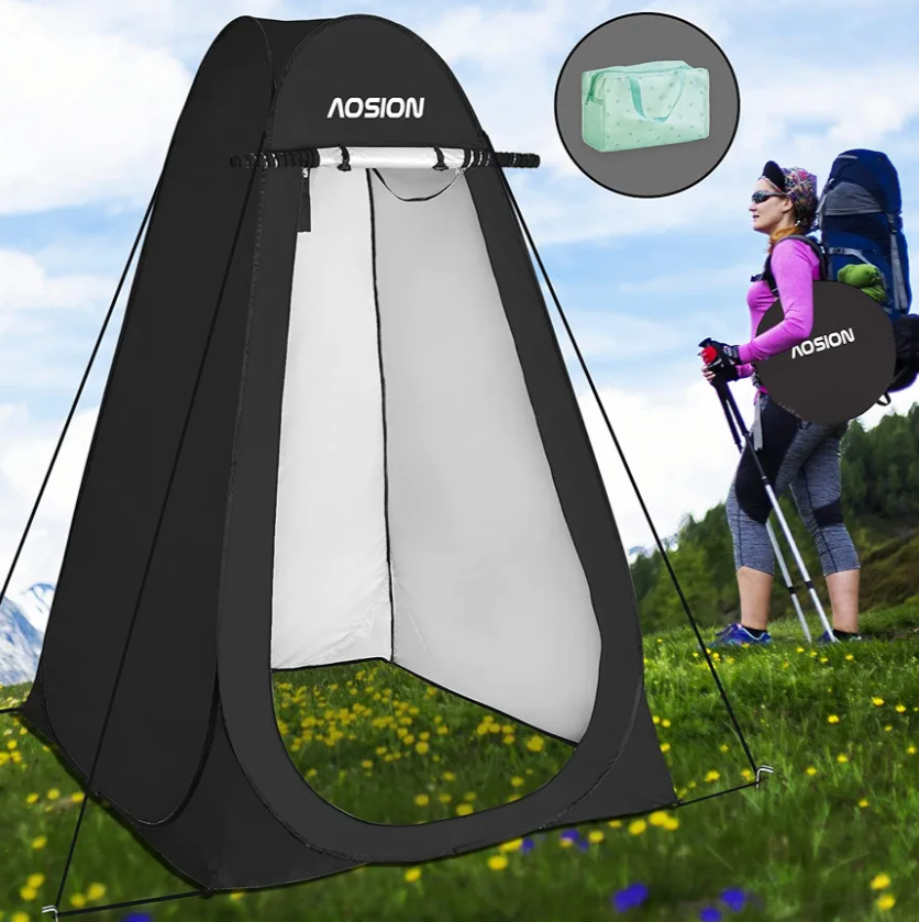 AOSION Privacy Shower Tent,Pop Up Changing Tent,Camp Bathroom Changing Dressing Room,Sun Sunshade Canopy Outdoor Rain Shelter for Camping Hiking Beach Picnic Fishing. (Black)