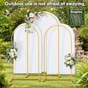 Arch Backdrop Stand and Cover Set 7.2ft,6.6ft,6ft Metal Arch Frame Stand Gold with White Cover for Wedding Birthday Party Baby Shower with Storage Bag, White