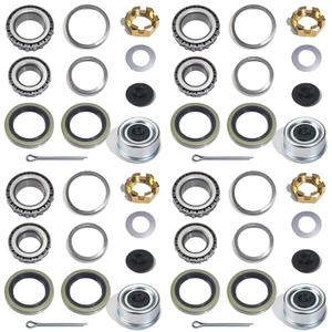 4 Sets 25580 14125A Trailer Axle Hub Bearings Kit for 7000 lbs Trailer #D42 Tapered Spindle with 21333TB Grease Seals, 2.72'' Dust Caps,Rubber Plugs, Cotter Pins,Spindle Nuts and Washers