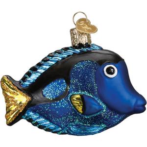 Old World Christmas Fish Collection Glass Blown Ornaments for Christmas Tree Pacific Blue Tang