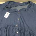 Womens Denim Babydoll Dresses Summer Outfits Button Down Ruffle Tiered Jean Dress, 3XL