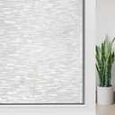 Haton Window Privacy Film, White Stripe Non-Adhesive, 17.5" x 157.4"