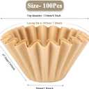 MUCXNIIY 2-5 Cup Coffee Filters, Pack of 100 Unbleached Coffee Filters 5 Cup, Thicken Natural Coffee Filter Basket for Commercial, Home Coffee Maker, Pour Over Coffee Kit (Brown, W02)
