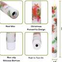 Christmas Flameless Taper Candles 2 Pack Christmas Poinsettia Flowers Battery Operated Candle with Remote Real Wax Flickering LED Fake Candle Home Decor for Xmas New Year Wedding Party