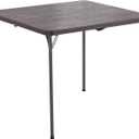 34" Square Folding Card Table, Plastic Folding Tables, Portable Fold Up Table w/Handle, Bearing 330 Lbs, Indoor and Outdoor Bi-Folding Table for Picnic, Party, Camping, Coffee Woodgrain