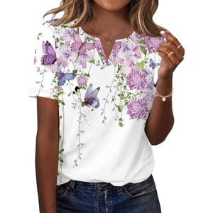 LOMON Womens Short Sleeve V Neck T Shirts Summer Tops Basic Tees Business Casual Blouses Trendy Fashion Clothes