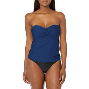 Catalina womens Twist Front Bandeau Tankini Swimsuit (Small, Navy)