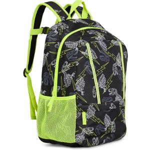 Lands' End Unisex Kids Medium ClassMate Lightweight Durable Elementary School Backpack, Black Highlight (Black)