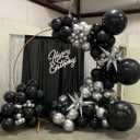 Black and Silver Balloons, 90Pcs 12 inch Bright Black and Metallic Silver Latex Balloons Round Helium Balloons for Birthday Wedding Baby Shower Anniversary Party Backdrop Decorations