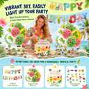 48Pcs Tropical Luau Party Supplies Set, Hawaiian Party Decorations for Birthday, All-in-One Tropical Theme Party Kit with Banner, Balloons, Cake Topper, Summer Luau Bash