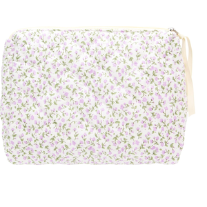 Quilted Makeup Bag Large Travel Zipper Soft Cosmetic Pouch for Women Girls Make Up,Floral Pink (1 PCS Pouch)