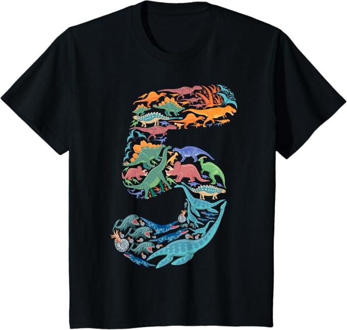 Dinosaur 5th Birthday Boy 5 Years TRex Party Rawr I'm 5 TShirt, XS Youth Size