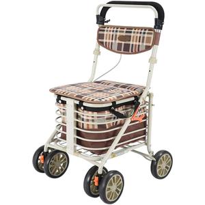 Heavy Duty Shopping Cart with Seat, 4 Wheels Medical Walking Aids Foldable, Drive Rollator Walker Lightweight Quality Aluminum Alloy Frame, Used for Seniors Walking, A