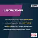 Rutland 500F RTV High Heat Silicone Sealant Clear, USA-Made High Temperature Gasket Maker Adhesive - UV Stable, Oil Resistant & Non-Corrosive