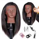 Mannequin Head Human Hair, 16inch, with 100% Human Hair, Cosmetology Doll Head for Hairdresser Practice Braiding Hair Styling, with Table Clamp Stand and Tools