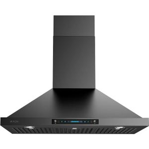 IKTCH 36 inch Black Wall Mount Range Hood, 900 CFM Ducted/Ductless Stainless Steel Vent Hood with Gesture Sensing & Touch Control Switch Panel, 2 Pcs Adjustable Lights