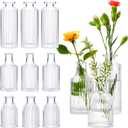 12 Sets Mini Small Vases for Flowers Bulk Glass Ribbed Bud Vases Set for Centerpiece Table Decorative Wedding Reception, Housewarming Gift Holiday Christmas