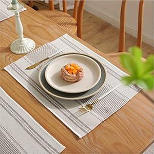 Placemats Set of 4 for Dining Table Dcor, Woven Cloth Place Mats for Farmhouse Kitchen Tabletop, Handcrafted Machine Washable Cotton Table mats 13 x 19 Inch, Light Linen