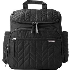 Skip Hop Diaper Bag Backpack: Forma, Multi-Function Baby Travel Bag with Changing Pad & Stroller Attachment, Jet Black, 15.5x9x15 Inch