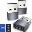 Syntech USB C Female to USB Male Adapter Pack of 3 [Travel Must Haves, Aluminum] USB C to USB Adapter, Type C Charger Cable Power Converter Compatible with iPhone 17 16 15 Apple Watch AirPods CarPlay
