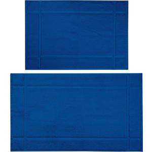 Ample Decor Bath Mats 100% Cotton 24 X 17 & 34 X 20 Inches, Oeko Tex Certified 1350 GSM Solid Construction Thick & Plush, Super Absorbent for Bathroom Floor, Shower  Navy