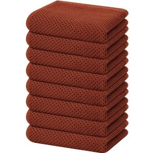 Homaxy 100% Cotton Waffle Weave Kitchen Dish Towels, Ultra Soft Absorbent Quick Drying Cleaning Towel, 13 x 28 Inches, 8-Pack, Rust