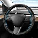 Shademax for Tesla Steering Wheel Cover Tesla Model Y/3 2017-2025 2026 (Fit Model Y Juniper 2026/ Model 3 Highland) Carbon Fiber Steering Wheel Cover Protector Anti-Slip Model Y/3 Accessories (Black)