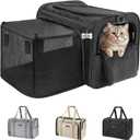 MIDOG Cat Carrier Soft for Small to Medium-Sized Cats,Up to 15 Lbs,TSA Airline Approved Soft Sided Pet Carrier,Collapsible Travel Cat Bag(Black)