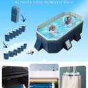 Large Foldable Swimming Kiddie Pool 83" L x 55" W x 22" H Hard Plastic Square Pool for Kids & Dogs, Reinforced Sidewalls for Backyard Use Blue, 83"×55"×22"