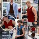 Riyiper 3 Pack Men's Sleeveless Tank Tops, V Neck Longline Henley T Shirts Casual Basic Muscle Shirts Stretch Athletic Tee (XL)