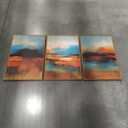 Large Abstract Burnt Orange Framed Canvas Wall Art,Neutral Blue and Black Wall Decor,Modern Brush Stroke Artwork,Minimalist Watercolor Art Print for Living Room,Bedroom,Office- 16"x24"x3