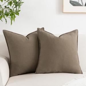 PANDICORN Green Linen Throw Pillow Covers 18x18 Inch Set of 2 Natural Soft Textured Modern Farmhouse Boho Spring Summer Decorations Decorative Throw Pillows Cases for Bed Living Room Couch Decor : Home & Kitchen