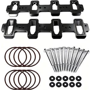 LS Cathedral Port To Rectangular Port Intake Manifold Adapter Plate 1/2 Inch Aluminum Fit LS1 LS2 LS6 Head To LS3 LSA ZL1 CTS-V Supercharger Conversion Kit Black