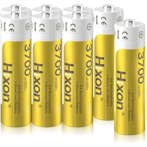 Hixon AA Rechargeable Batteries 8 Count,Lithium 1.5V 3700mWh,Double A Rechargeable Battery, 2000+ Cycles Recargables AA,Constant Output for Blink Xbox Long Lasting(No Charger)