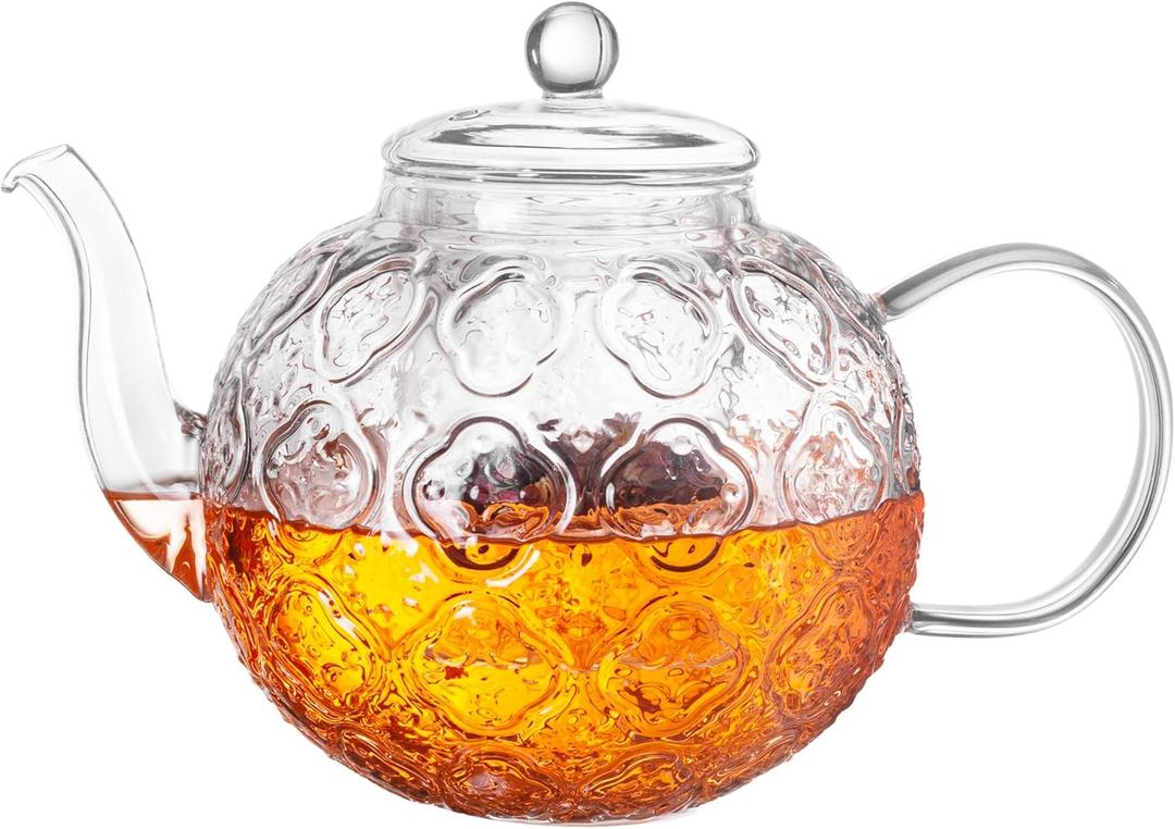 Glass Teapot with Removable Infuser-1500ml/50oz Clear Glass Tea Pot, Borosilicate Microwave Safe GlassTea Kettle and Tea Maker for Blooming & loose Tea