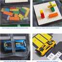 Portable kids toys storage bag with alloy toy cars, simulated dinosaurs, building blocks, base plates and a city road map. Educational travel toy set, suitable as a birthday gift for children aged 3-6