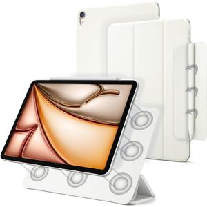 Magnetic for iPad Air 11 inch M4/M3/M2 2026/2025/2024 Case, Slim Smart Folio for Air 5th/4th Generation 10.9 Inch 2022/2020, Trifold Stand Case for iPad Air 8/7/6, Auto Sleep/Wake(White)