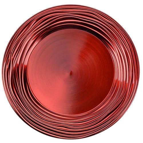 CAMOFOXIN 13 Inch Round Charger Plates, Set of 6, Dinner Chargers Bulk Wedding (Red)