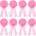 PATIKIL 8Pcs Blank Award Ribbon, 6" x 3" Honorable Participation Badge Ribbons for Competition Sports Event Classroom Prize 1st 2nd 3rd Place Medals, Pink