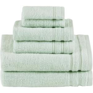 Comfort Spaces Luxury Bath Set - 6 Pieces (2 Bath Towels, 2 Hand Towels, 2 Washcloths) - 100% Cotton, Quick-Dry - Lightweight, Soft Seafoam Green