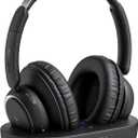 LEVN Wireless Headphones for TV Watching, TV Headphones Wireless for Seniors with Transmitter Charging Base, Hearing-impaired, No Audio Delay Blutooth 5.2, Plug and Play, Gifts for Elderly (Black)