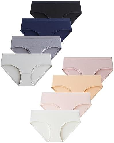 Domee Teen Girls Cotton Underwear Panties Briefs Pack of 8 Underpants Solid Color 11-12 Years (Manufacturer Size M)