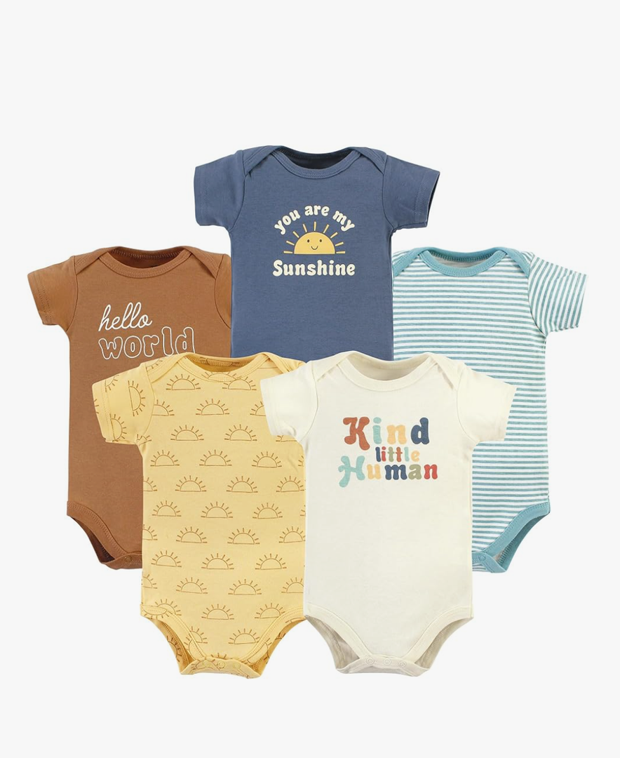 Hudson Baby Unisex Baby Cotton Bodysuits 5-pack For 9-12 Month Old Babies