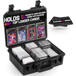 Card Case for Sport Cards Storage, Graded Trading Card Storage Box for 3" x 4" 35pt Rigid Card Sleeve, Waterproof Card Organizer Box with 9 Dividers for BCW MTG TCG Zion Card(Hold 600+ Toploaders)
