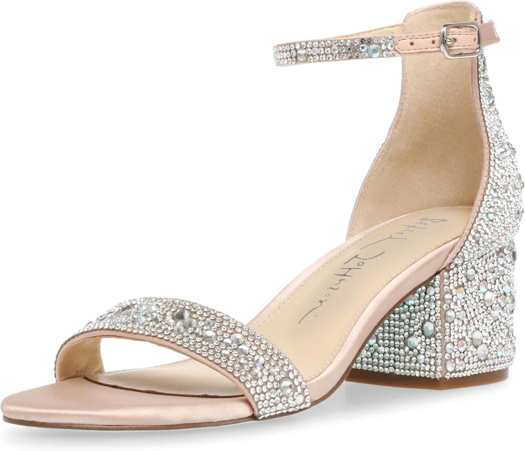 Betsey Johnson Women's Mari Heeled Sandals (7, Champagne)